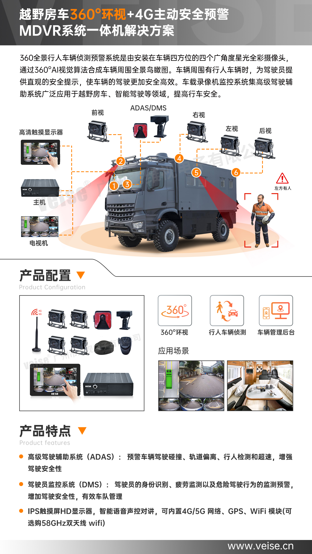 越野房車：360°環視+4G主動安全預警MDVR系統一體機解決方案